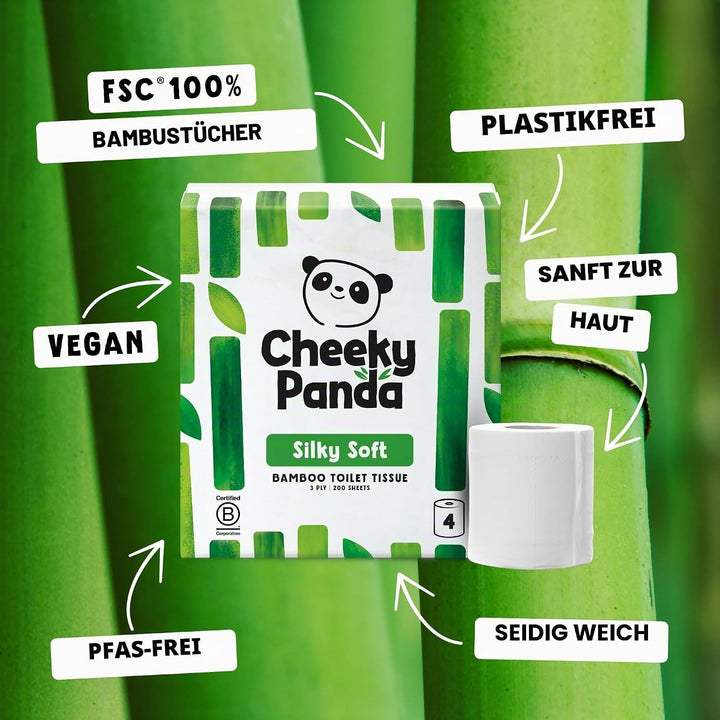 The Cheeky Panda Bambus Toilettenpapier Bulk Buy - 24 Rollen (6 Packungen à 4 Stück) | 3-lagiges Toi