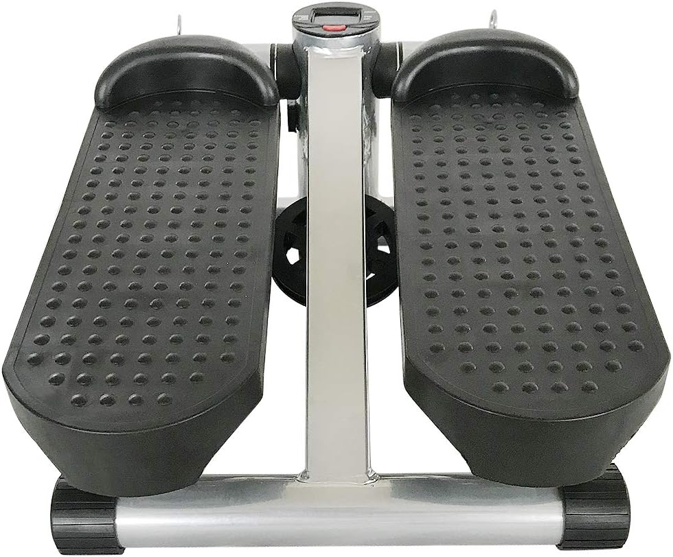 Mini Stepper 2 in 1 Heimtrainer Stepper Heimtrainer mit einstellbarem Widerstand schwarz und grau, s