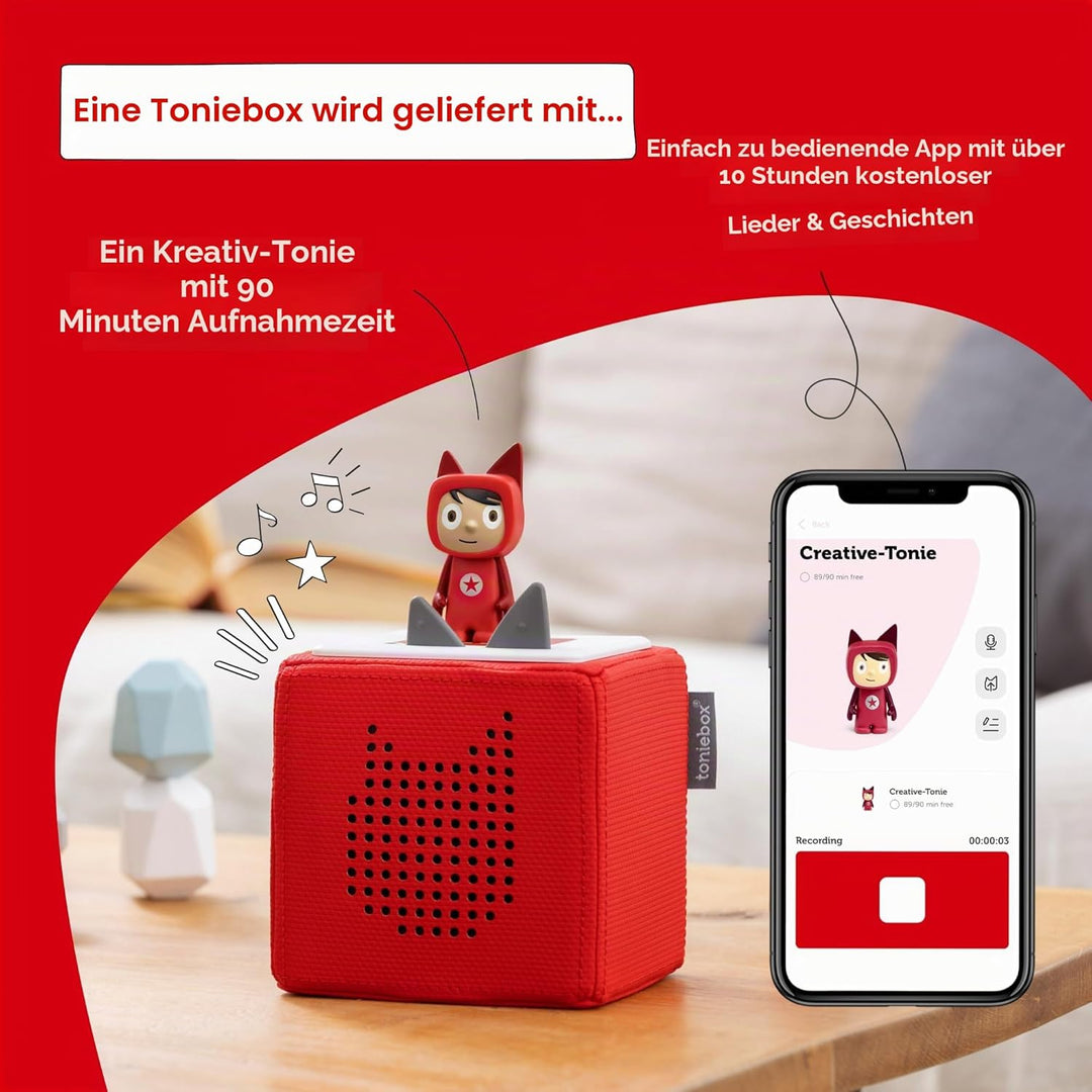 tonies Toniebox Starter Set incl 1 Creative Character, Audio Music Player Speaker for Audiobooks Son