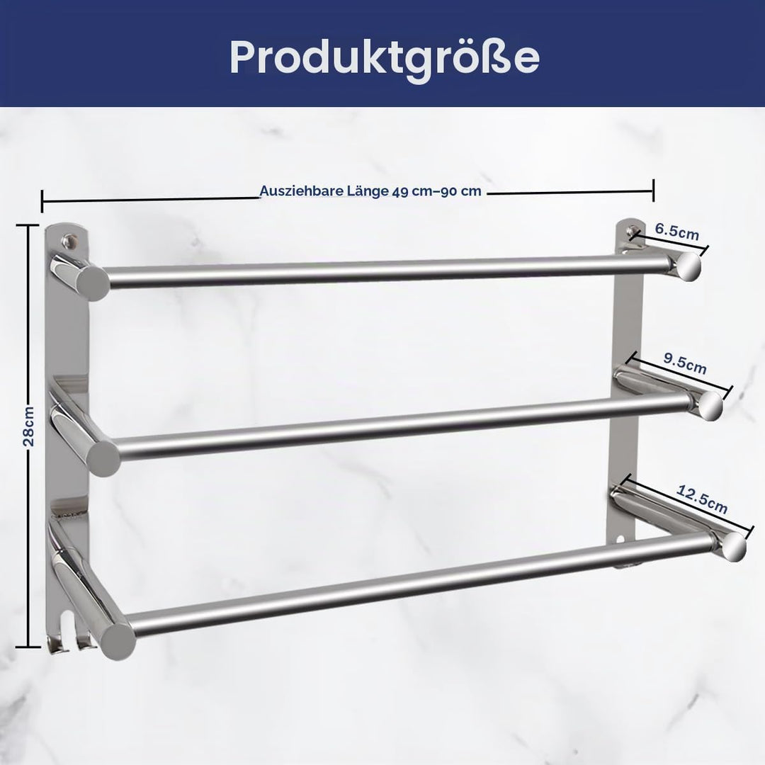 3-stöck Handtuchregal SUS304 Edelstahl ohne Bohren ausziehbar Wandmontage 3 Stöckig, 3 Stöckig