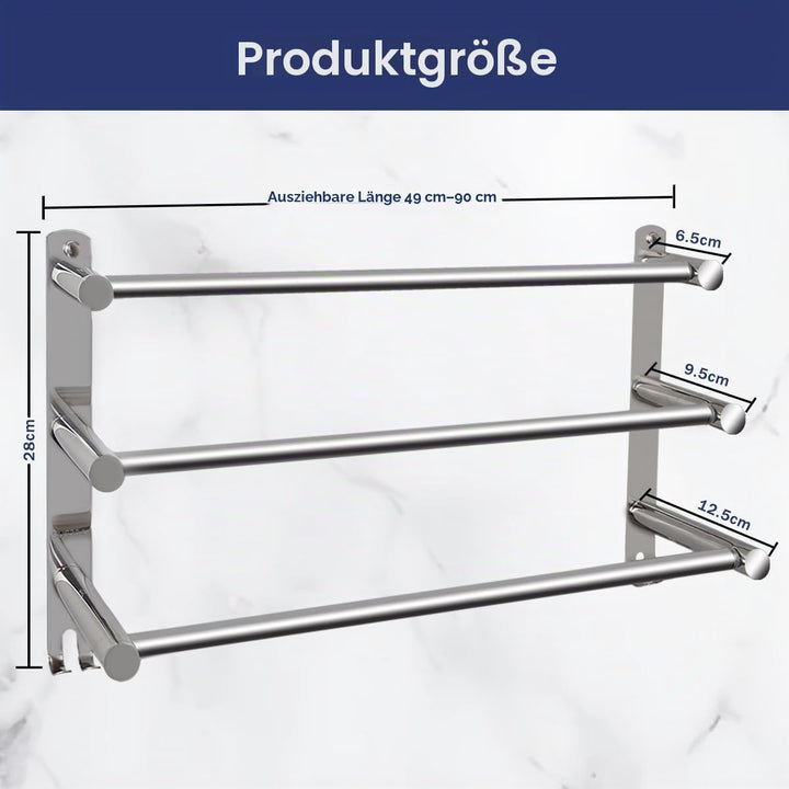 3-stöck Handtuchregal SUS304 Edelstahl ohne Bohren ausziehbar Wandmontage 3 Stöckig, 3 Stöckig