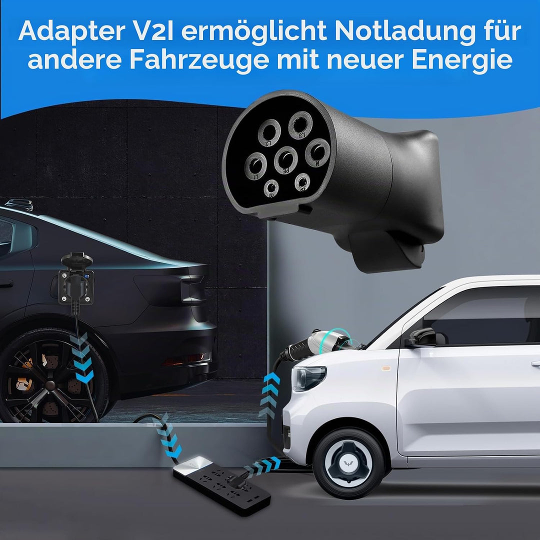 EV Ladeadapter Typ 2 auf Schuko-Stecker – 3,5 kW 16 A 220 V – tragbar & widerstandsfähig IP44 – komp