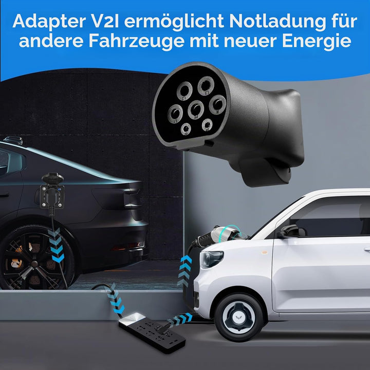 EV Ladeadapter Typ 2 auf Schuko-Stecker – 3,5 kW 16 A 220 V – tragbar & widerstandsfähig IP44 – komp