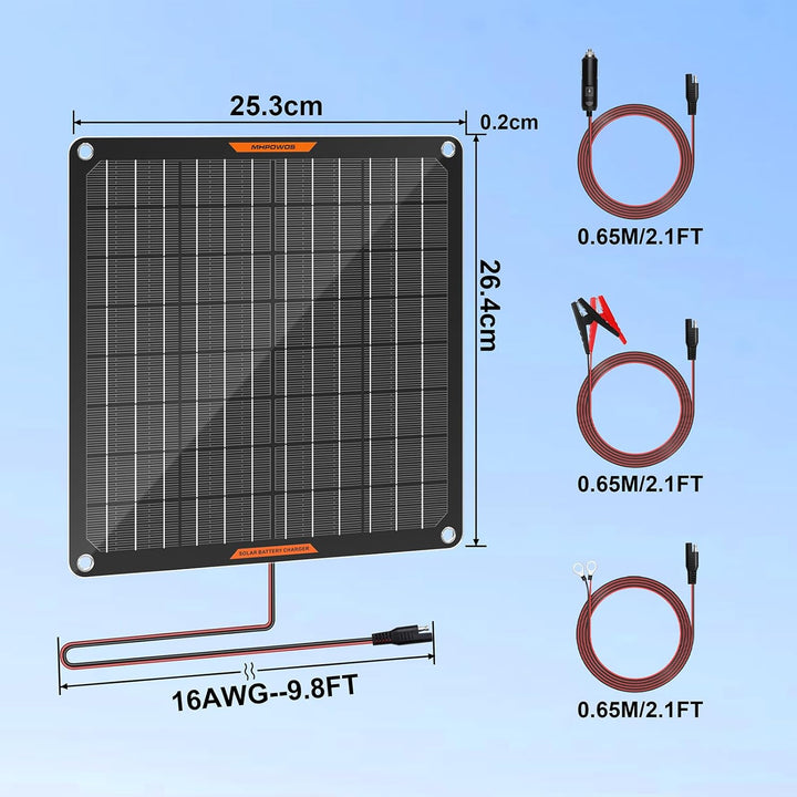 Solar-Batterie-Ladegerät 10W, 12V Solar-Panel Auto-Batterie-Wartungsgerät Portable Waterproof Power