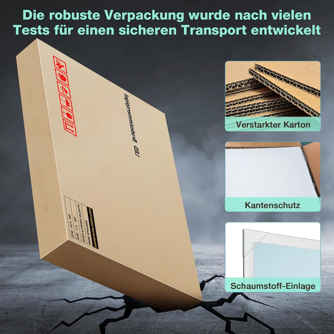 Badspiegel mit Beleuchtung, Runder Badezimmerspiegel 60 cm mit 3 Lichtfarben, Dimmbar, Touch-Schalte