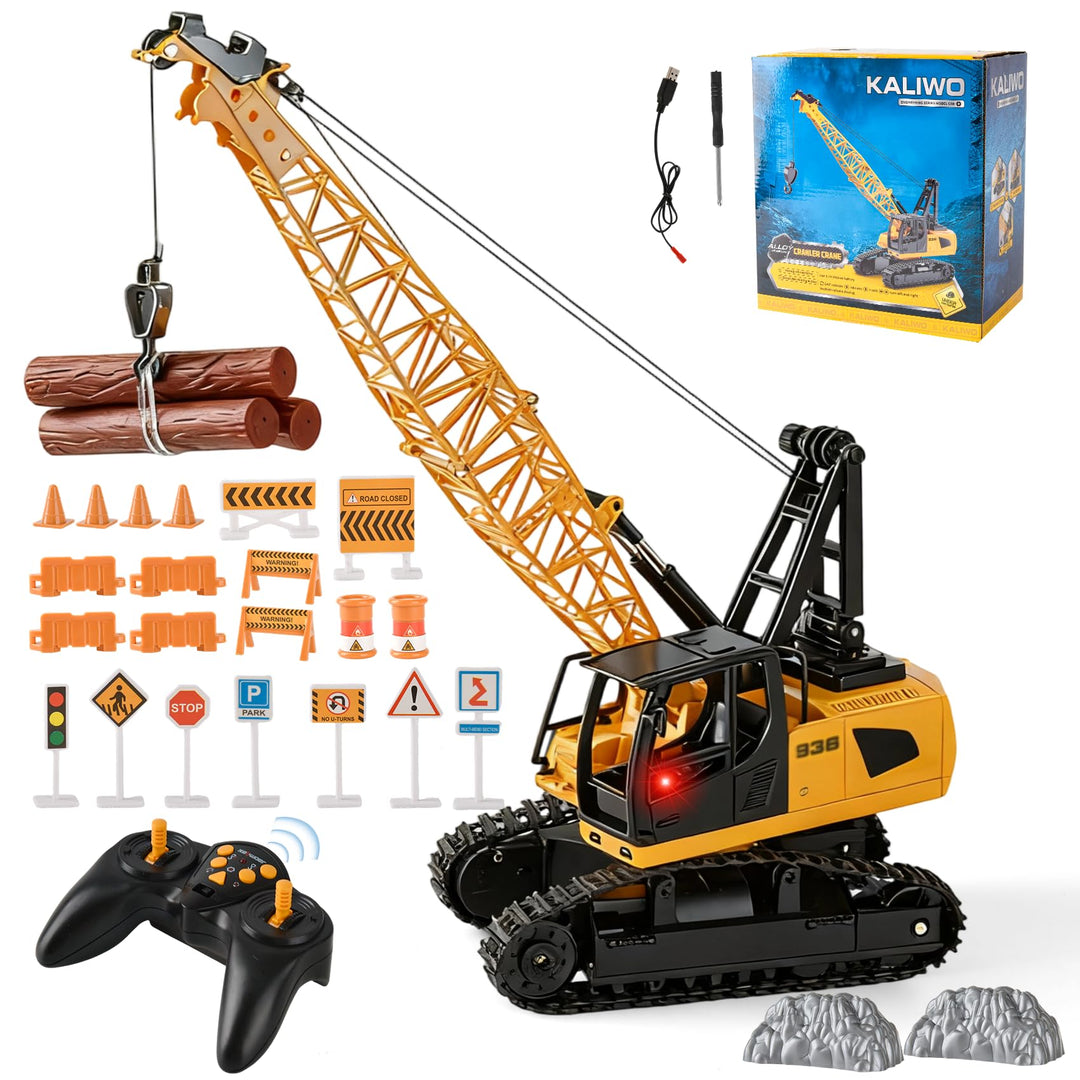 Kran Spielzeug, 2.4Ghz RC Kranfahrzeug, Ausfahrbarem Kran, Baustellen Fahrzeuge Set mit Lichtern,Ger
