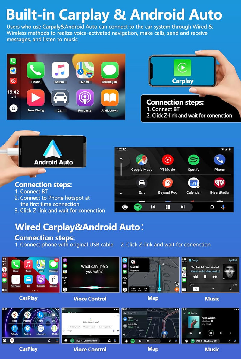 CAMECHO Android 10.0 Autoradio mit Carplay Wireless für VW Golf 5 Golf 6 Polo Tiguan, 7-Zoll Bildsch