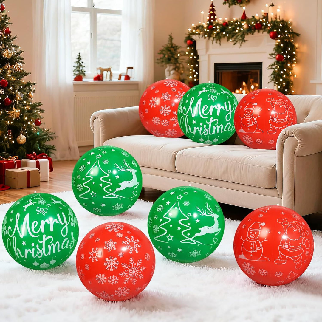 8 Stück 40 cm Weihnachts aufblasbare Bälle Aufblasbare Weihnachtskugel Ornamente im Freien für Weihn