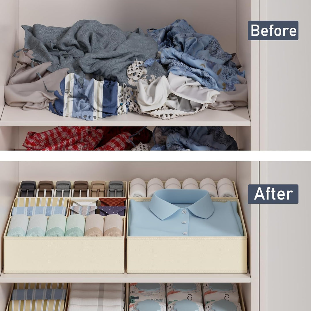 12 Stück Schrank Organizer Schubladen Organizer, Faltbare Aufbewahrungsbox Stoff, Unterwäsche Organi