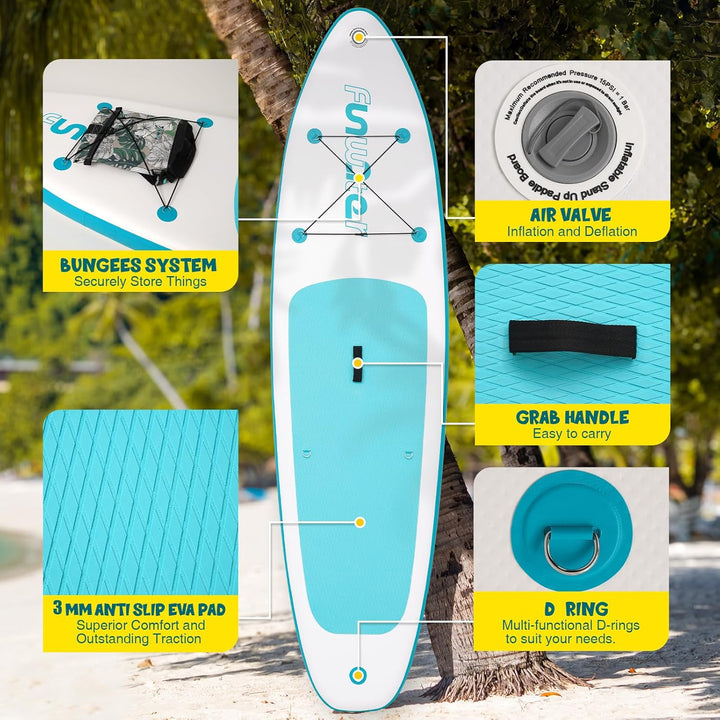 FunWater Aufblasbares Stand Up Paddle Board 10'–11'SUP Set mit Paddel & Pumpe, rutschfestes Eva-Deck