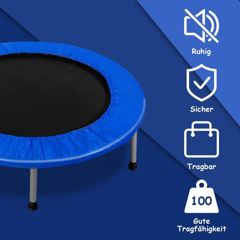 GOPLUS Faltbares Trampolin, Ø97cm Kindertrampolin klappbar bis 150kg Belastbar, Fitness Trampolin mi