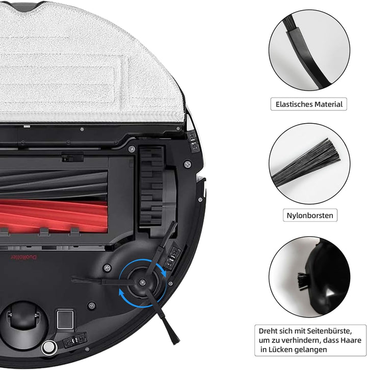 17 Stück Zubehör für Roborock S8 / S8+ Saugroboter mit 2 Hauptbürste 4 Wischtücher 4 Filter 6 Seiten