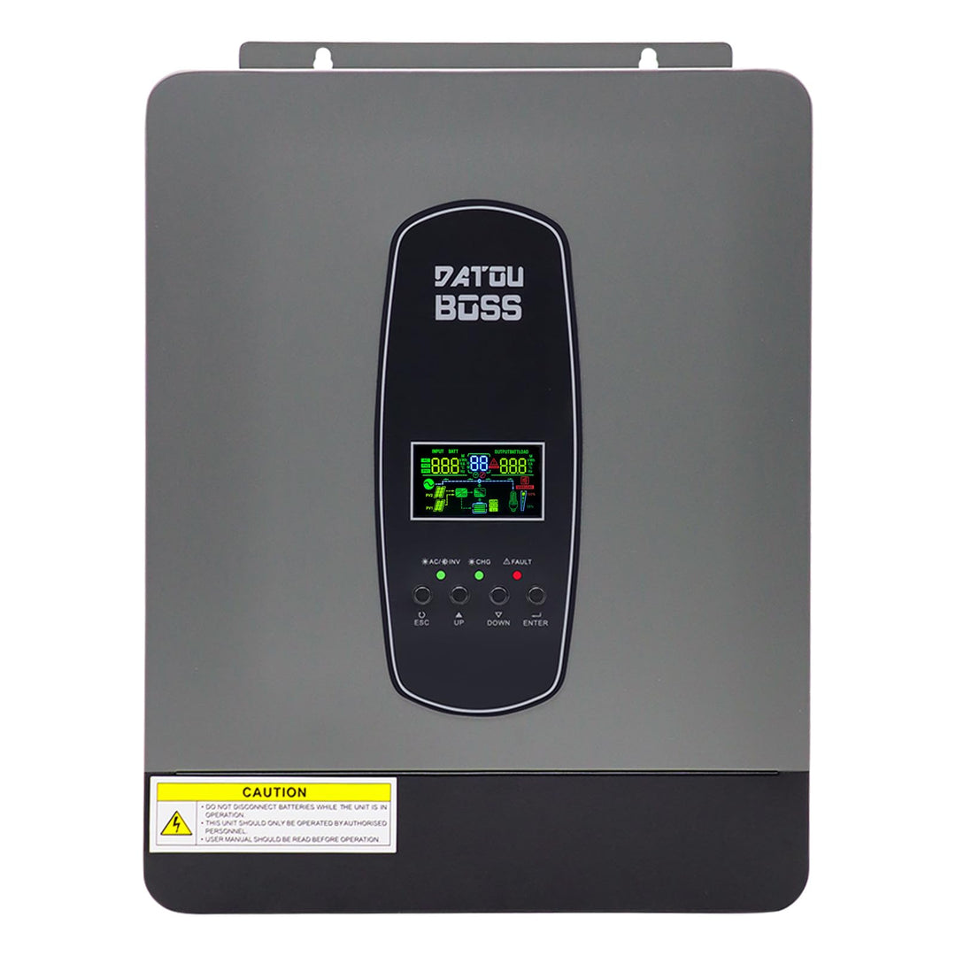 DATOUBOSS Hybrid Wechselrichter 24V 3000W, Hybrid Solar Wechselrichter 24V Reiner Sinus, 24V DC auf