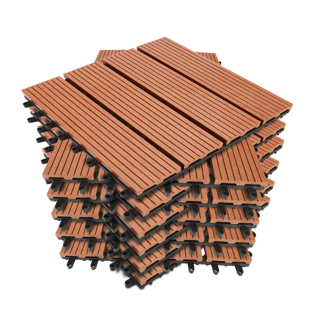 Gimisgu WPC Terrassenfliesen Holzoptik, Balkonfliesen Klicksystem Terrassendielen Klickfliese Kunsts