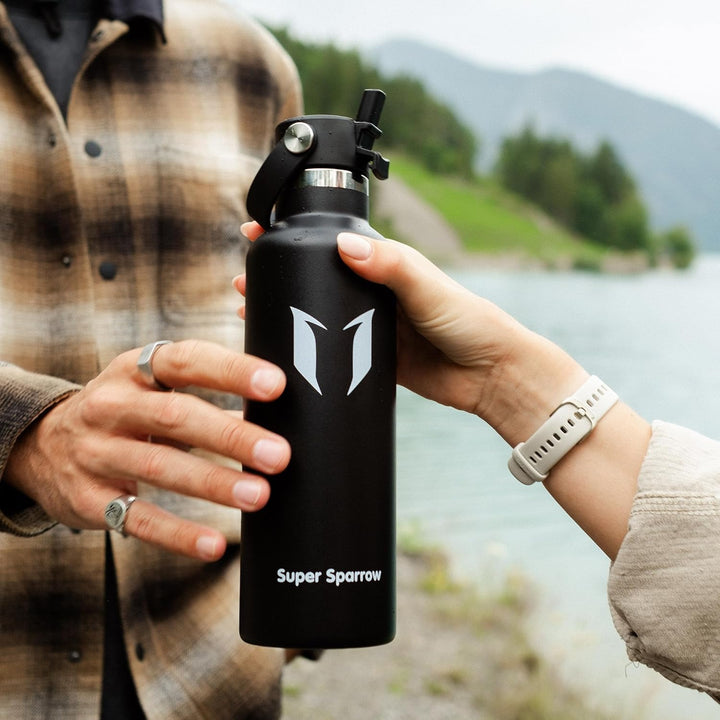 Super Sparrow Trinkflasche Edelstahl - Thermobecher - 350ml, 500ml, 750ml, 1L, 1.2L - FlipFlow Trink