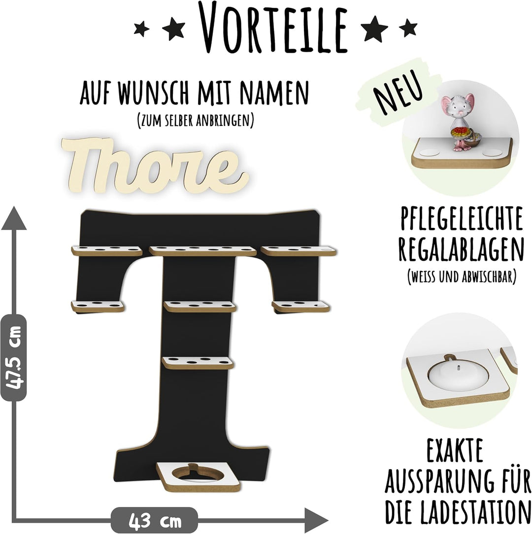 Tonie Regal für Toniebox, Toniebox Regal personalisiert mit Name und Holzsymbolen, Tonie Aufbewahrun