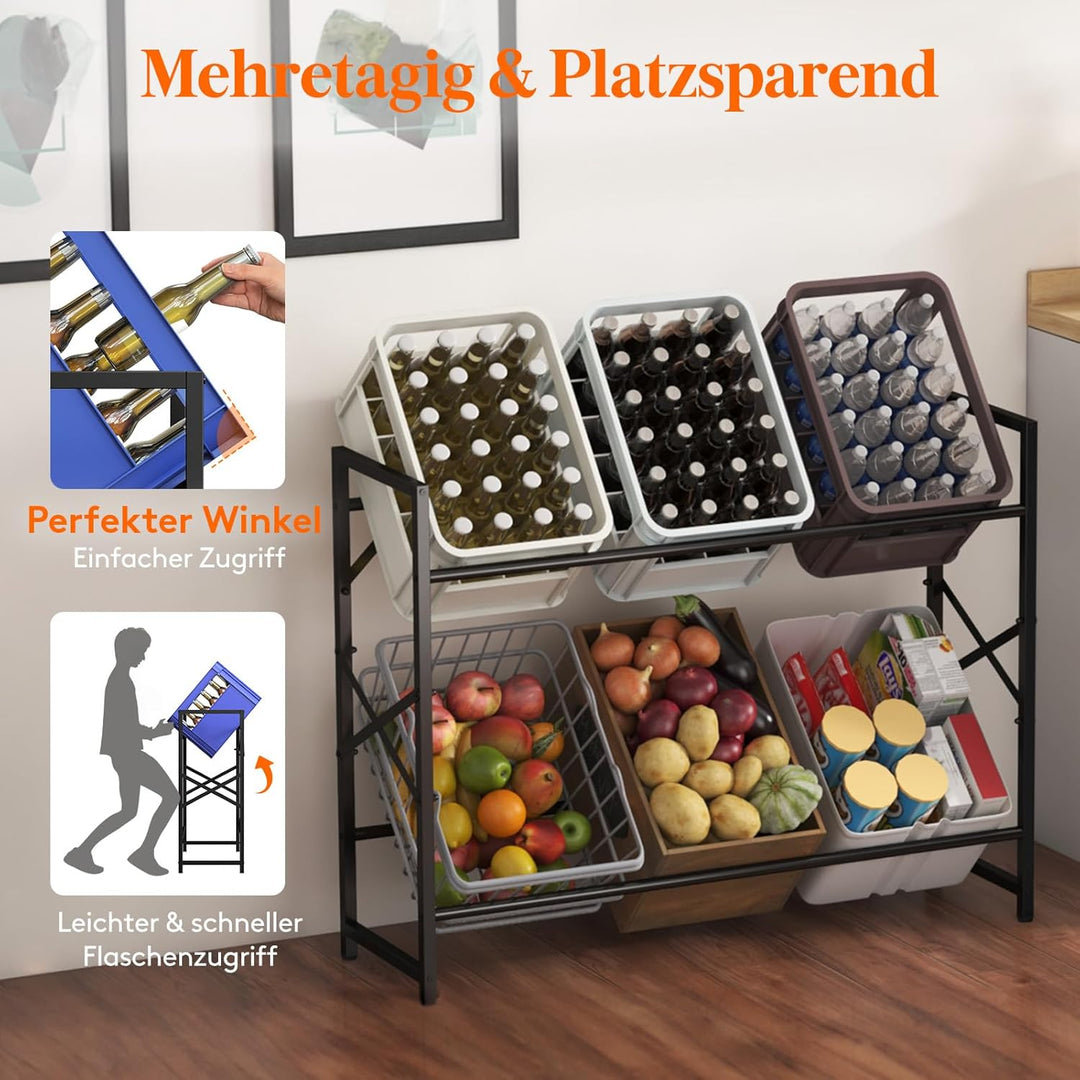 Lifewit Getränkekistenregal 6 Kisten, Stabil Kistenregal Metall trag. 300kg | Platzsparend Bierkiste