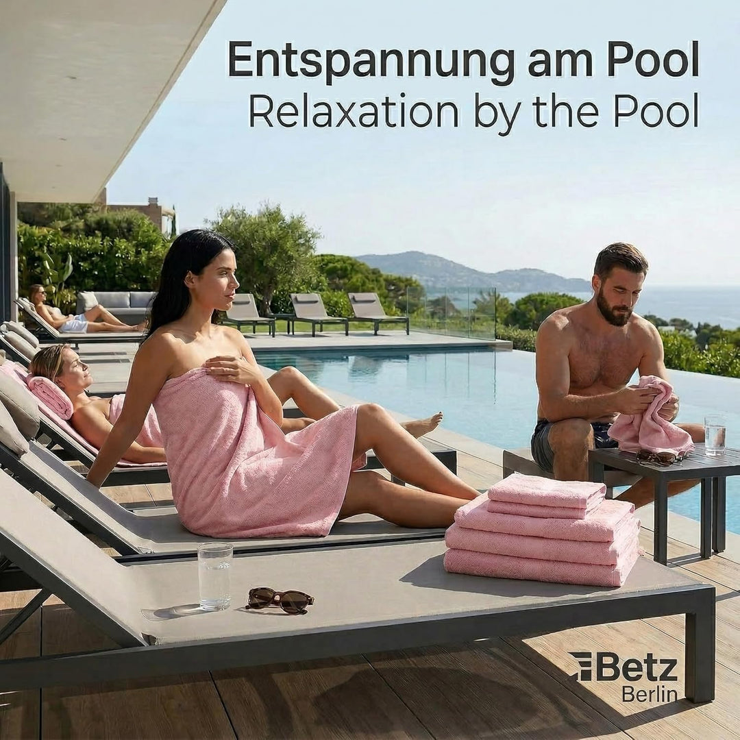 Betz Berlin 6er Set 2X Maxi Duschtuch 100 x 150 cm 4X Handtuch 50 x 100 cm 100% Baumwolle Farbe Lotu