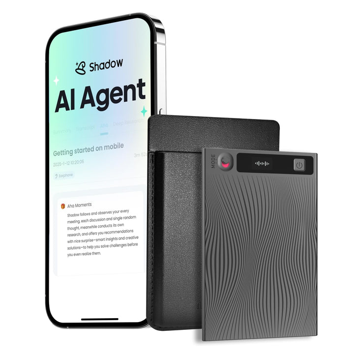 Mobvoi TicNote KI Digitales Diktiergerät, 64 GB Speicher, Notizrekorder mit Hülle, App-Steuerung, üb
