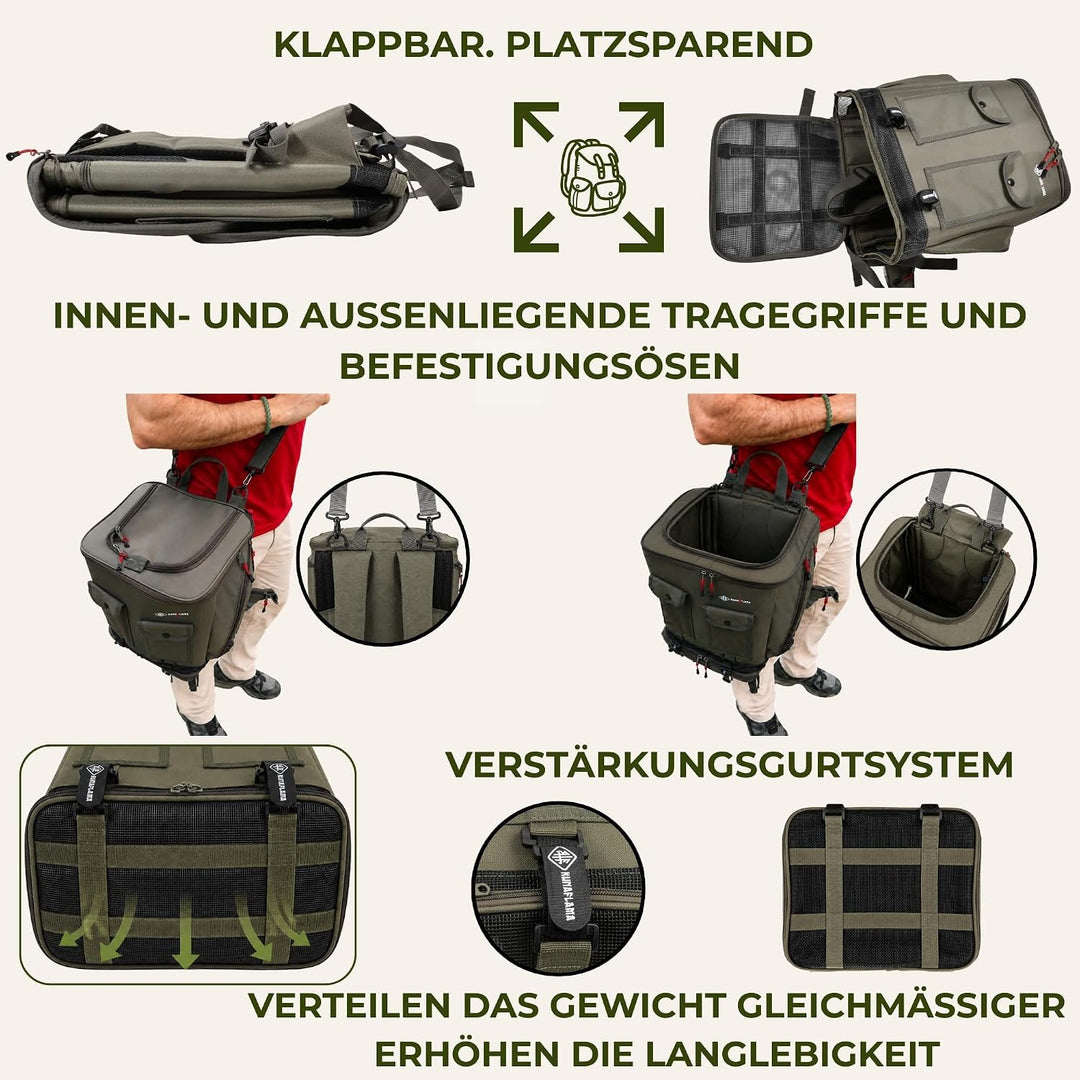 Pilz Tasche [38L Volumen &amp; Belüftetes Mesh-System] | Pilztasche mit stabiler Struktur &amp; Tragesystem