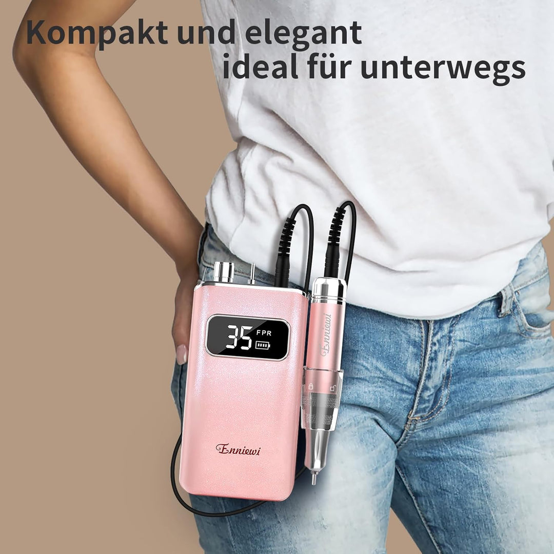 Nagelfräser, Wiederaufladbare Professionelle Elektrische Nagelfeile 35000 U/min, Nagelfräser mit akk