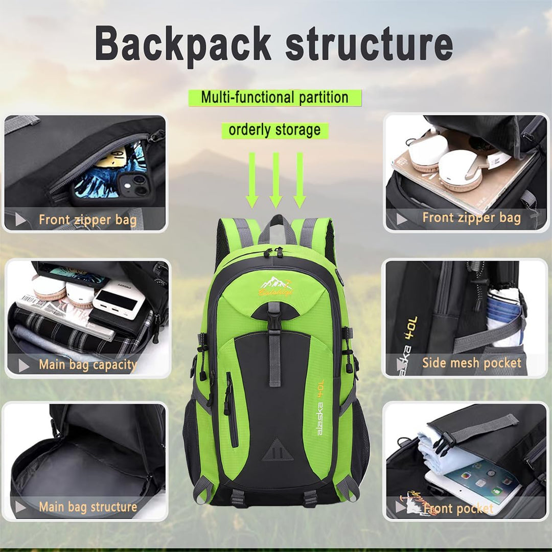 Wanderrucksack Herren Damen 40L Wasserdichter Rucksack Leicht Gross Reiserucksack，Outdoorrucksack mi