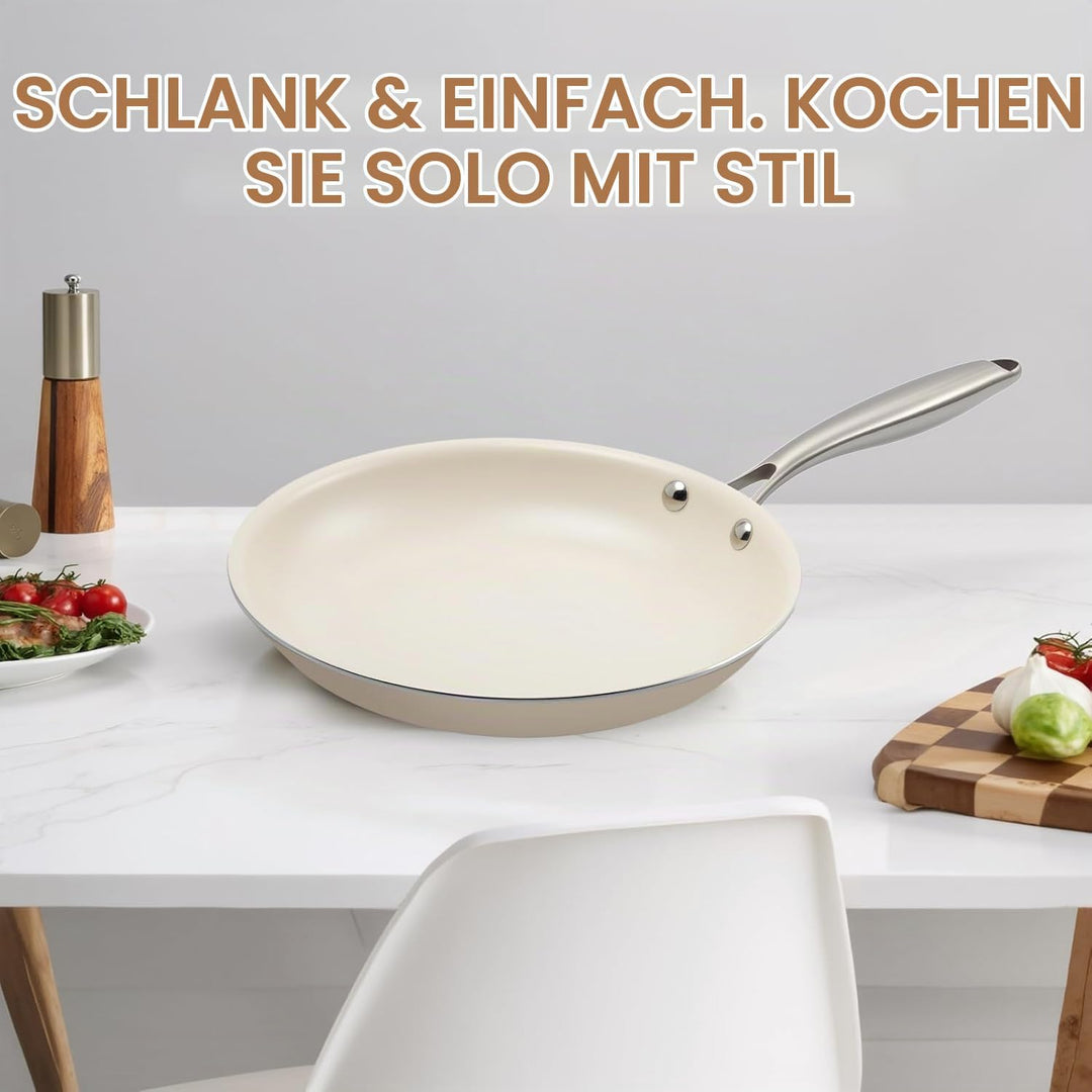 24cm Keramik Bratpfanne Antihaft - PFAS-, PFOA- &amp; PTFE-frei, Induktionseignet, Ofenfest &amp; Spülmaschi
