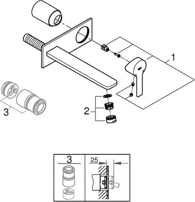 GROHE Lineare | Badarmatur - 2-Loch-Waschtischarmatur | Ausladung 207 mm, supersteel | 23444DC1 Ausl