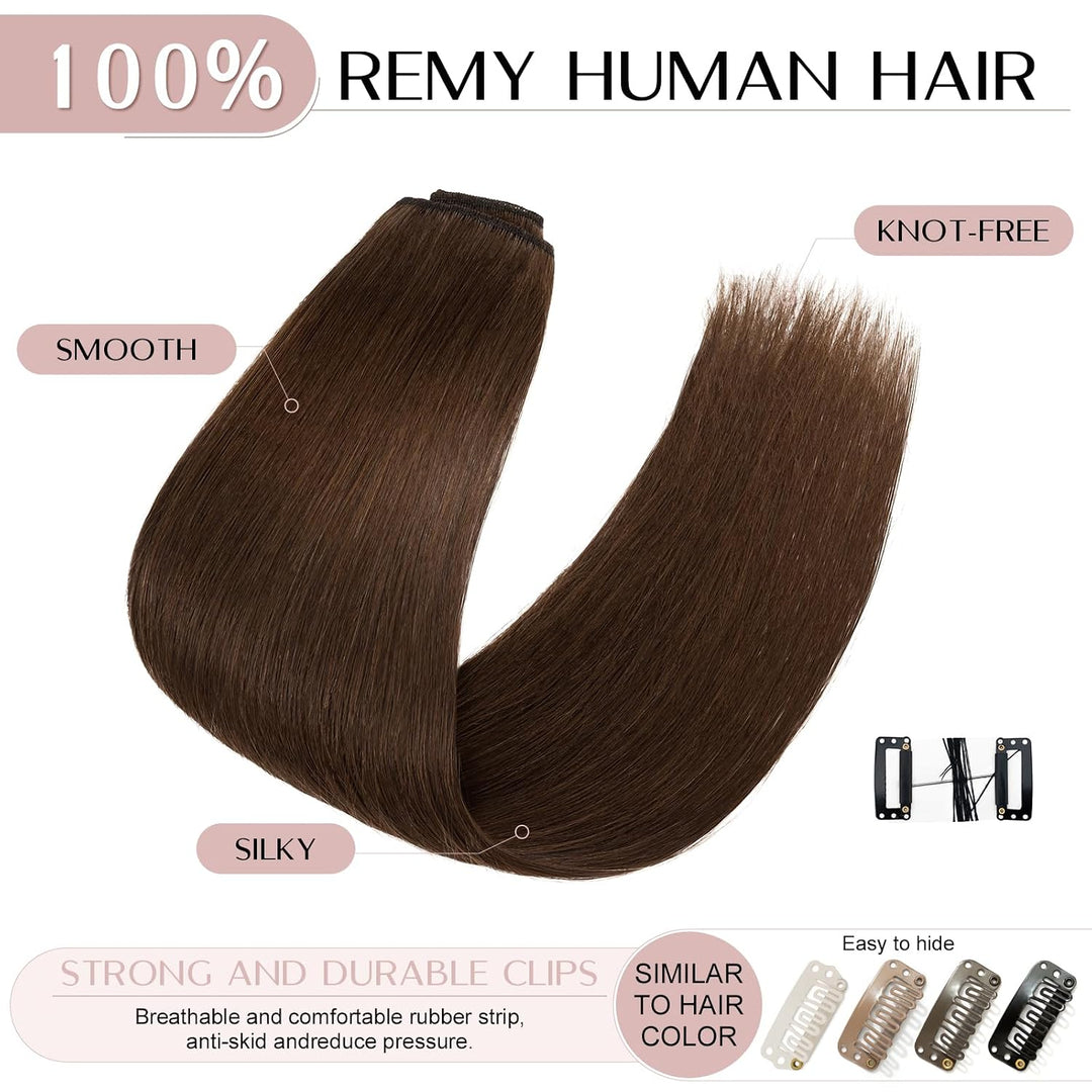 SEGO Clip in Extensions Echthaar 8 Tressen Haarverlängerung günstig Haarteil 100% Remy Human Haar dü