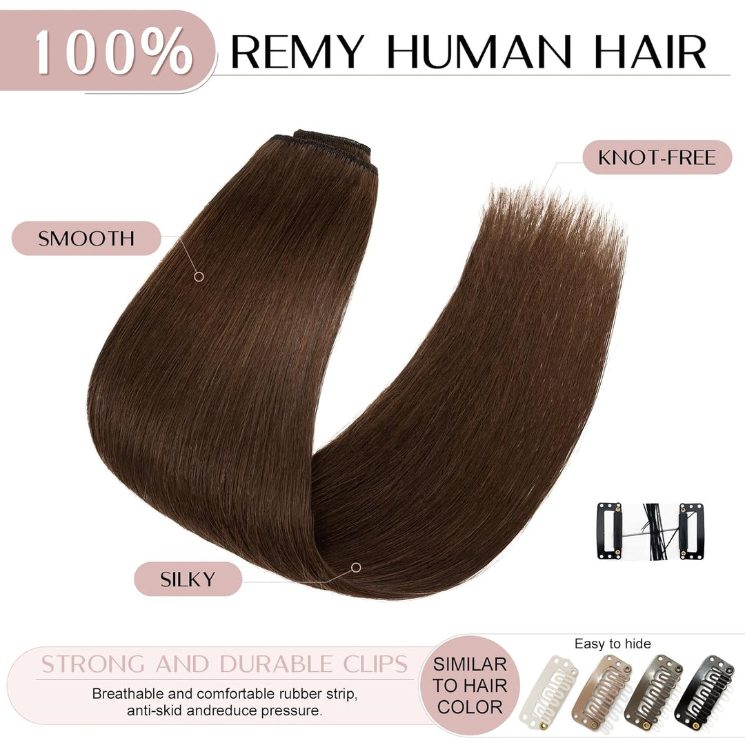 SEGO Clip in Extensions Echthaar 8 Pcs Remy Haarverlängerung Natürliche Haarteil glatt 100% Menschli