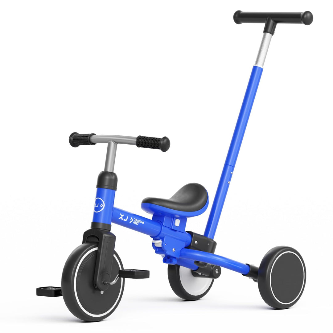 XJD Kleinkind Dreirad ab 1 2 3 Jahr, 5-in-1-Kleinkindfahrrad mit verstellbarem Schiebegriff, Laufrad