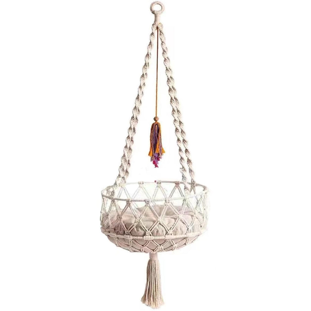Katzenschwung 49 Zoll Hanges Katzenbett mit Baumwollmatte Boho -Katze Hängematte mit Quasten Platz s