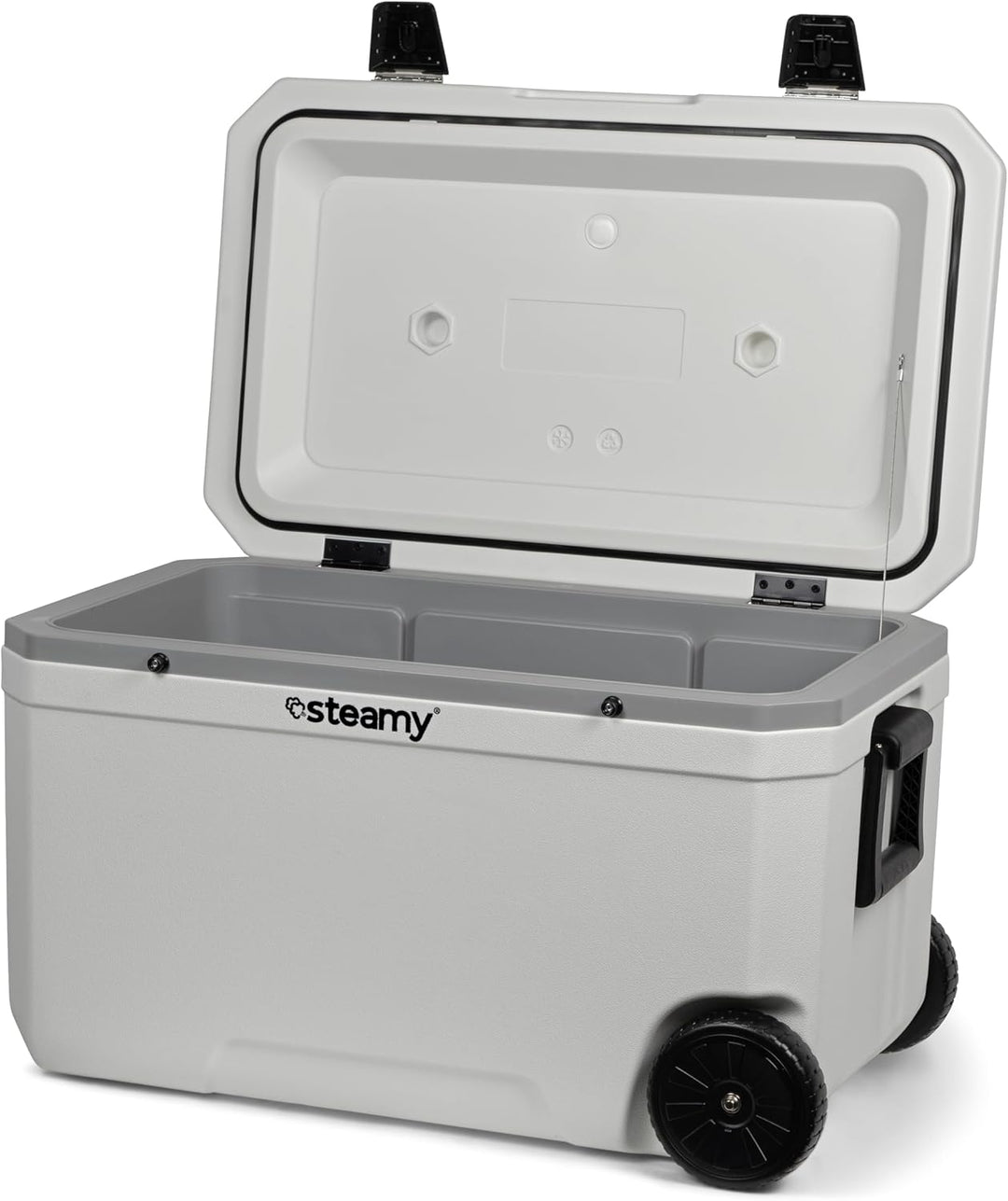 Steamy Marine 70 Roller Kühlbox mit Rollen, 70 Liter, Weiss