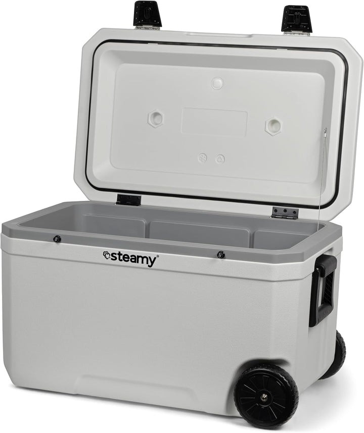 Steamy Marine 70 Roller Kühlbox mit Rollen, 70 Liter, Weiss