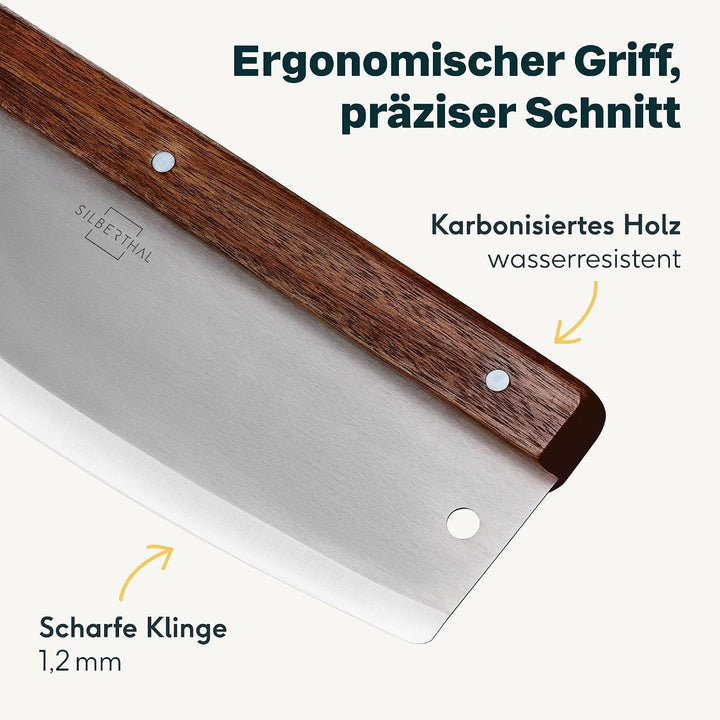 SILBERTHAL Pizza Set Zubehör 4 teilig Set 4er Set | Schieber, Schneider, Servierbrett &amp; Teigkarte, S