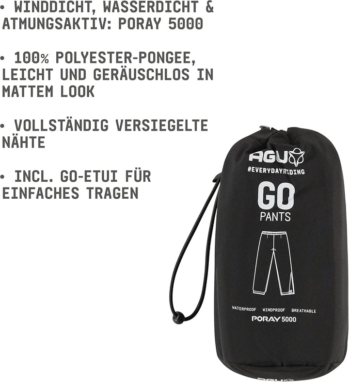 AGU Go Essential Regenhose Herren und Damen, Fahrradhose Wasserdicht und Winddicht, Unisex, Atmungsa