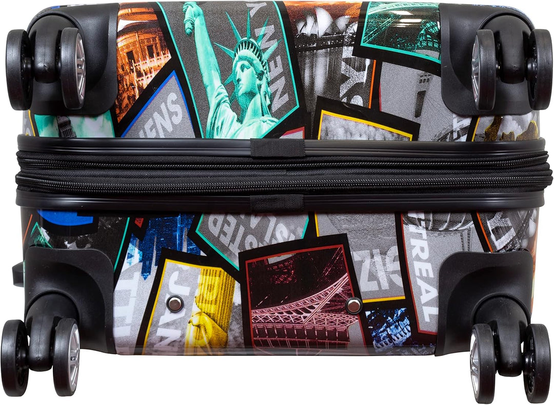 Trendyshop365 Koffer-Set 3-teilig Hartschale - bunt Motiv Weltreise Rio Athen Paris Kofferset 3-teil