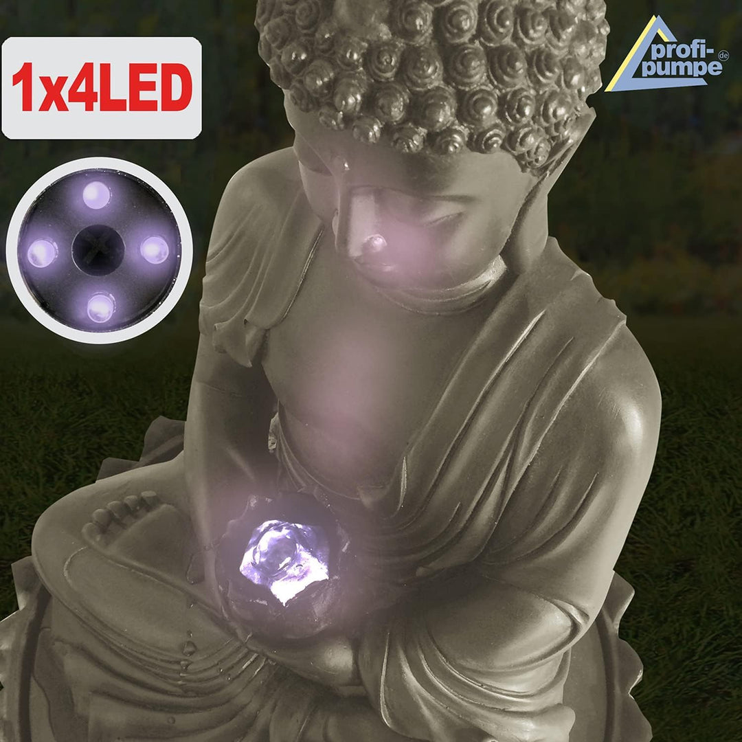 Gartenbrunnen Solarbrunnen Brunnen Buddha-Eternity Vogelbad Wasserfall, Gartendeko mit Pumpe, Wasser