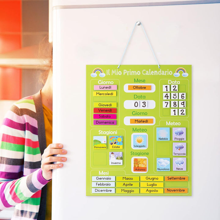 Navaris Kalender Tafel für Kinder - Lerntafel Jahreszeiten Uhr - Magnet Spiel Lernuhr - Kinderkalend