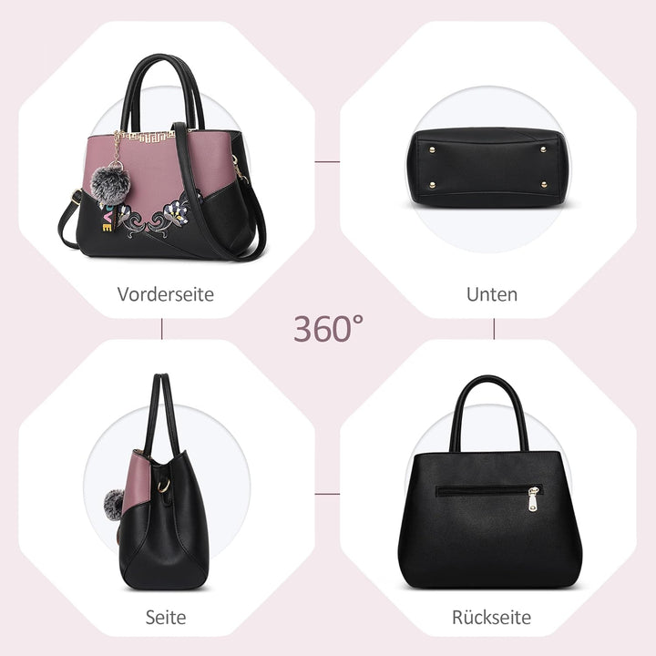 Damen Handtasche Mode Stickdesign Schultertasche Grosse Kapazität Umhängetasche Casual Reise Handtas
