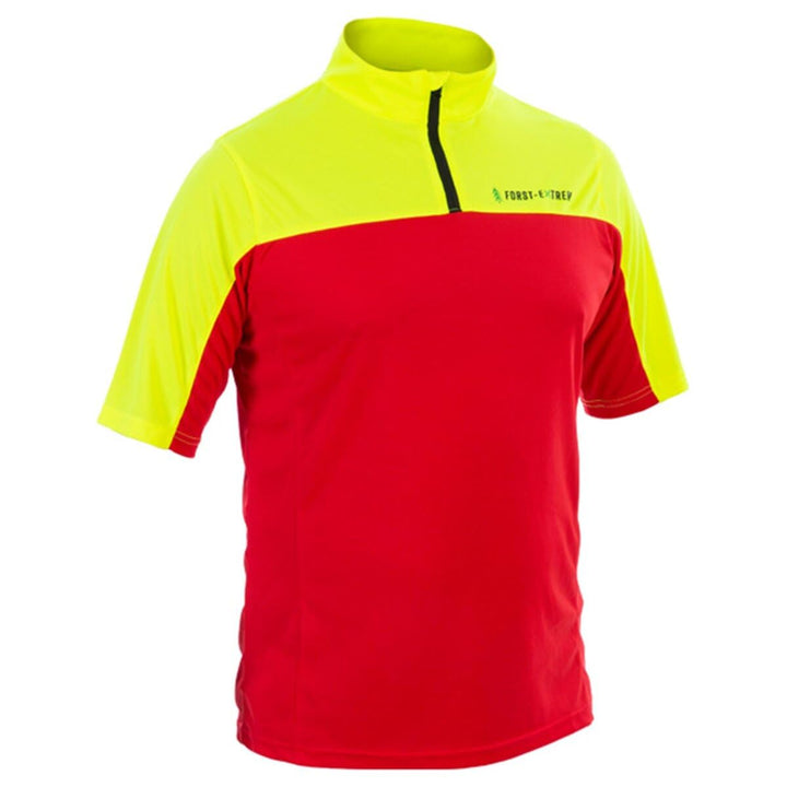 Forst-Extrem Beginner 2.0 Funktionsshirt Shirt für die Forstarbeit Kurzarm Rot-gelb 4XL, Kurzarm Rot