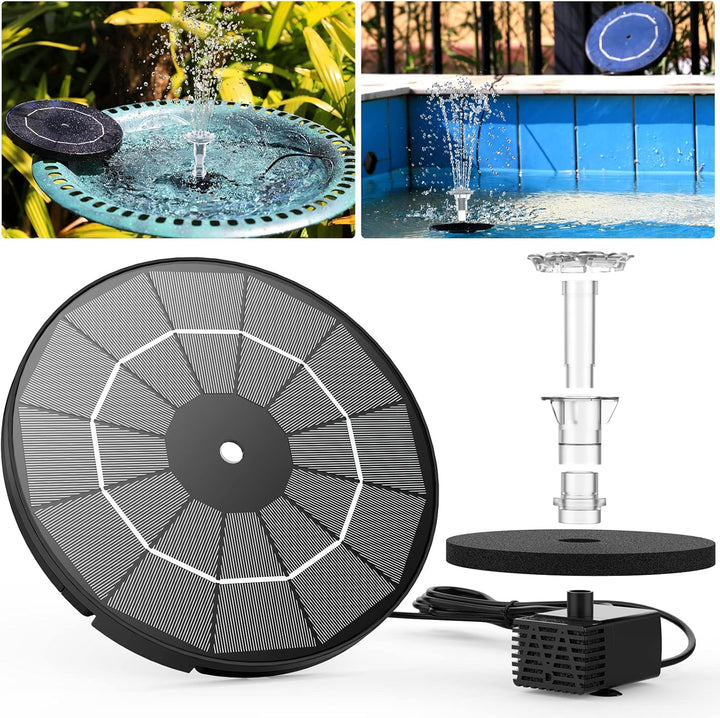 AISITIN Solar Springbrunnen mit 3.5W DIY Abnehmbares Sonnenkollektor, Solar Teichpumpe Upgrade, Rund