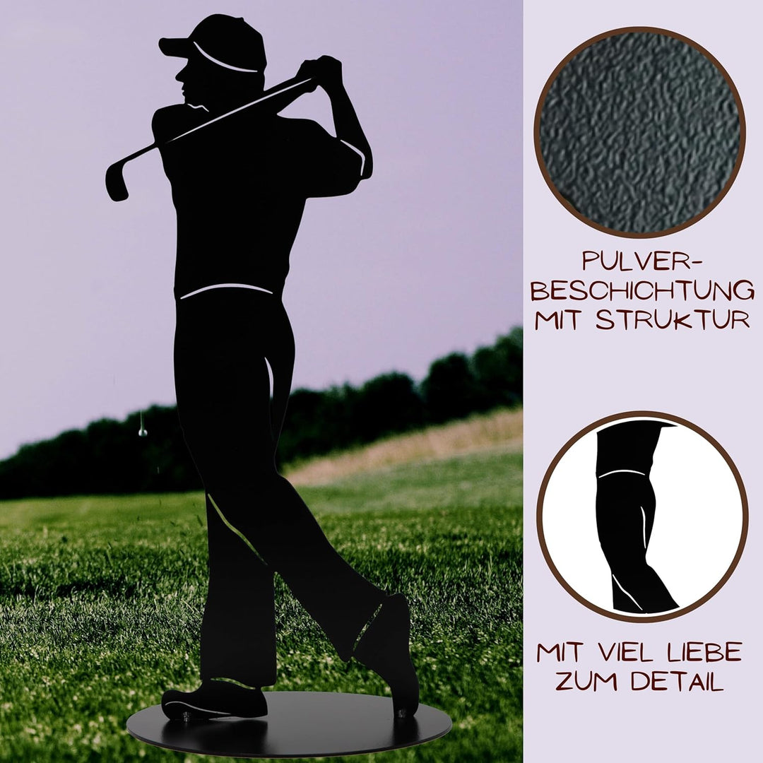 Rostikal Golf Spieler schwarz 20 cm Golfer Deko Wohnzimmmer Gartendeko Rost Skulptur Golfer 20 cm Sc