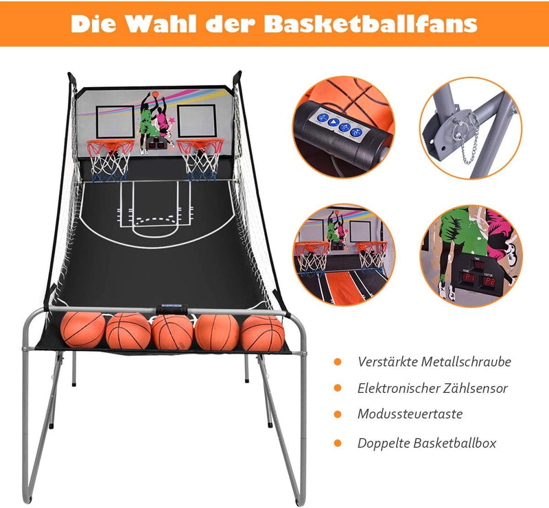 GOPLUS Basketball-Schiessmaschine, Basketballständer inkl. 4 Basketbälle und Pumpe, Basketballkorb k