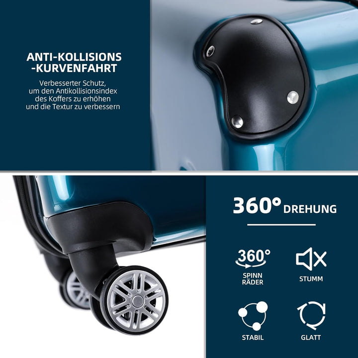 BEIBYE Hartschalen Koffer Trolley Rollkoffer Reisekoffer 4 Zwillingsrollen Polycabonat (Pale Green,