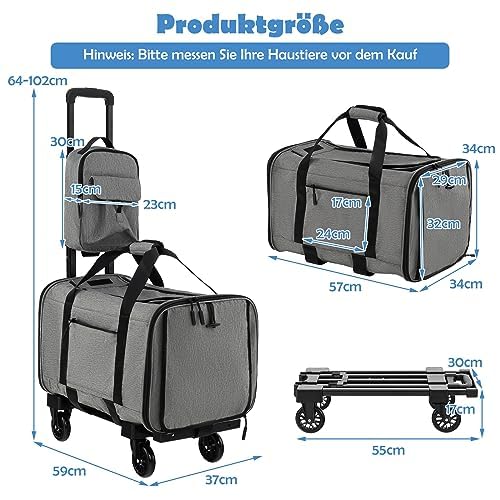 FANTASK Transportbox Mobil, Transporttasche mit Teleskopgriff & Rädern & kleine Tasche, klappbare Re