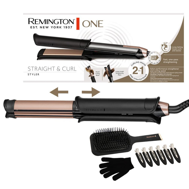 Remington ONE Glätteisen & Lockenstab [2in1 Multistyler] Glätt-/Lockenmodus mit zuschaltbarer beheiz