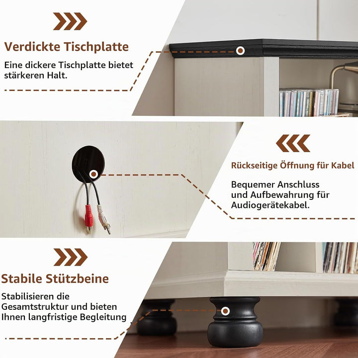 LELELINKY Plattenspieler Ständer, Plattenspieler Regal Bietet Platz für bis zu 200 Alben, Grosses Ho