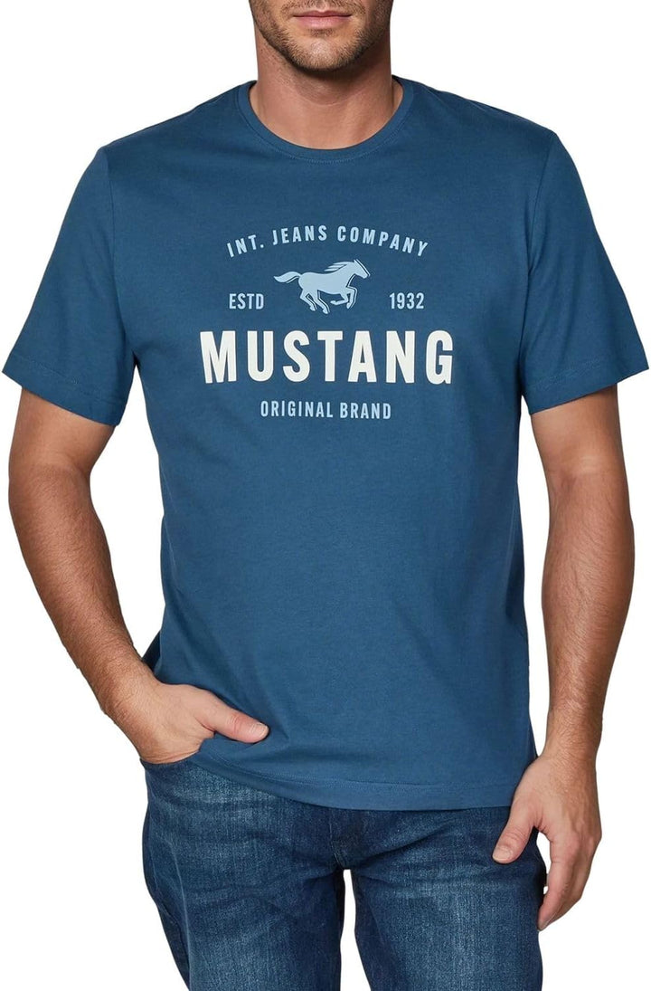 MUSTANG Tshirt Herren Baumwolle Regular Fit 4er Pack Set Rundhals Kurzarm Sommer Tee Shirt Logoprint