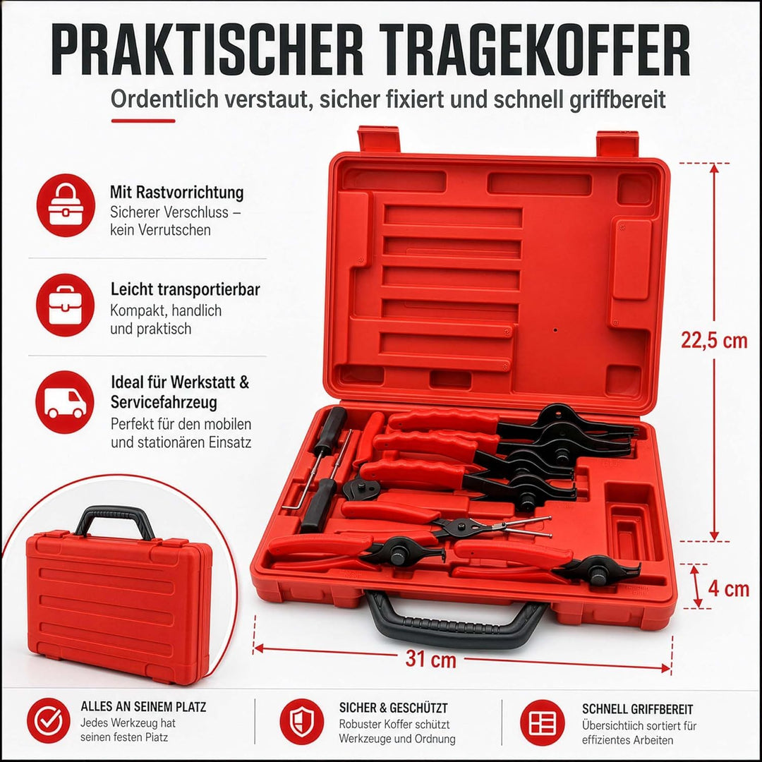 Wiltec Sprengring Zange 11 teilig, 12,7-203 mm, Seegeringzange für Aussenringe und Innenringe, Siche